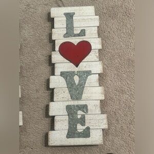 Kirklands Rustic LOVE Wall Decor with Red Heart